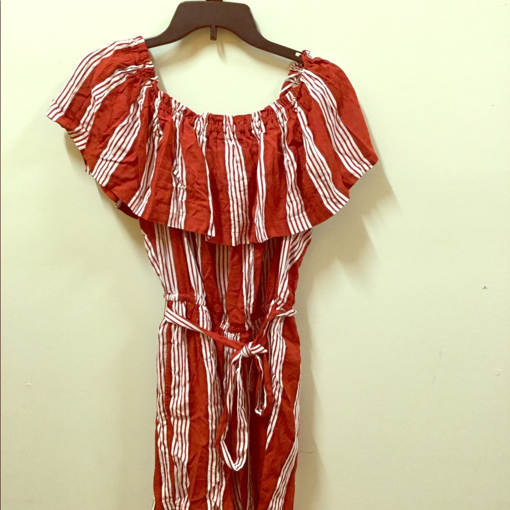 Off The Shoulder Striped Romper H&M